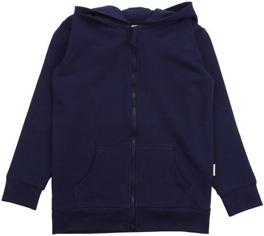 Kinder Sweatjacke GOTS zertifiziert, Bio-Baumwolle, dunkelblau, „Abyssal Depths“, Kapuze, weich – Walkiddy