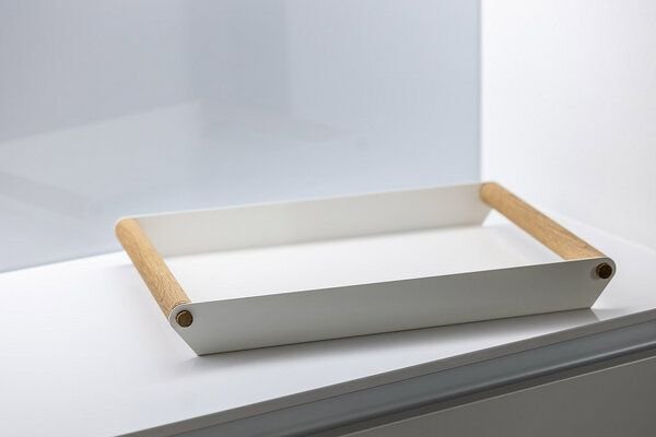 kleiderleiter_de Serviertablett | Design-Tablett Helga - Retro Hipster Eiche Alu