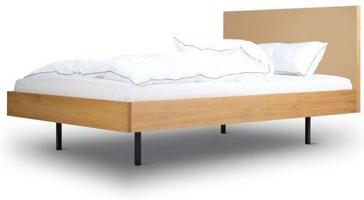 BARTMANN Unidorm Classic - Holzbett aus Eiche mit Kopfteil aus Linoleum