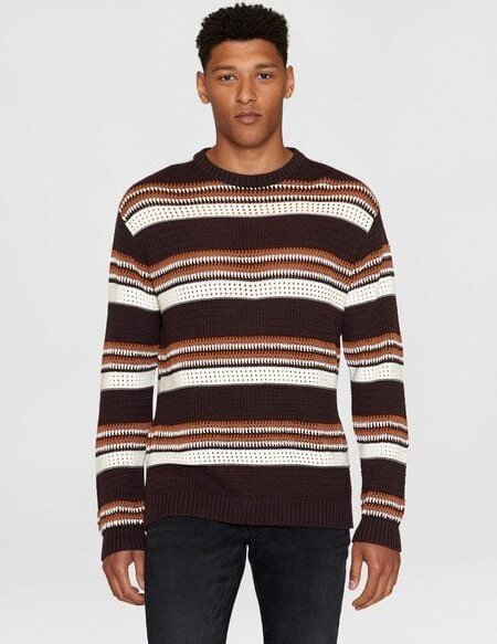 KnowledgeCotton Apparel Sommerlicher Strickpullover HANDCRAFTED STRIPED aus Bio-Baumwolle