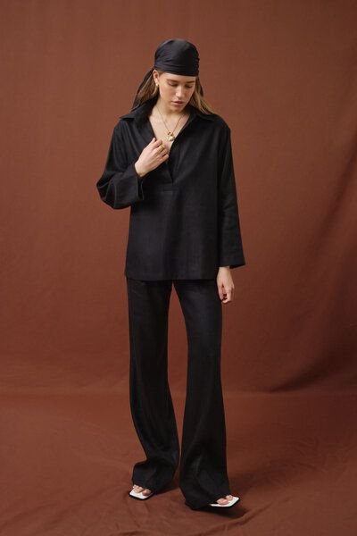 IVA RYCH Hose mit Falten aus Leinen I Deadstock