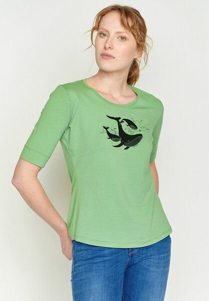 GREENBOMB Animal Flying Whale Deep - Sportliches T-Shirt aus Bio-Baumwoll Mix / hochwertiger Print / GOTS / Fair & Vegan