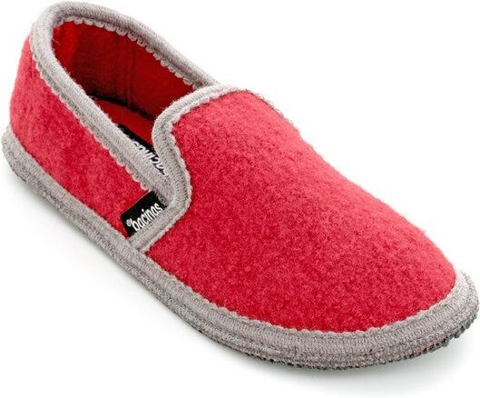 Bacinas geschlossene Hausschuhe mit grauer Borte aus 100% Wolle