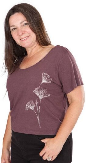 Life-Tree Ecovero Shirt für Damen "Ginkgo" in Mulberry/Dusty Pink