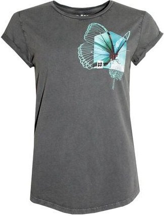 FÄDD Damen T-Shirt Rundhals aus Bio-Baumwolle "Butterfliege BT" Grau