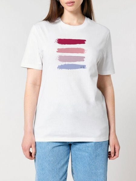 Human Family Bio Unisex Rundhals T-Shirt "Red Acryl Stripes"
