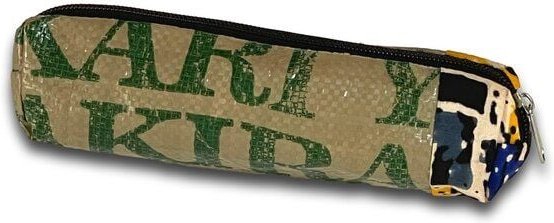 Kimuli Handgenähte Federmappe & Kosmetiktasche aus recycelten Zuckersäcken aus Uganda