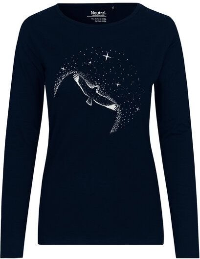 HANDGEDRUCKT "Sternstunde" Frauen Longsleeve aus reiner Biobaumwolle (kbA)
