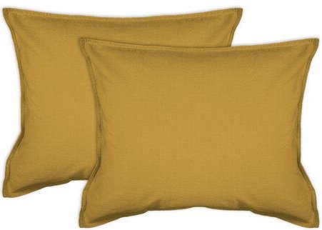 jilda-tex 2er Pack Kissenbezug in Stone-Washed Optik 100% Bio-Baumwolle Uni Made in Green 45x45cm 50x50cm