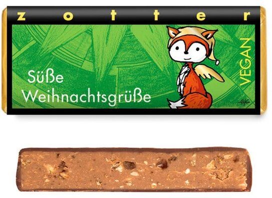 Zotter handgeschöpfte Schokolade "Süße Weihnachtsgrüße", 70g