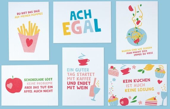 Bow & Hummingbird 6er Set Postkarten mit Spruch aus Recyclingpapier