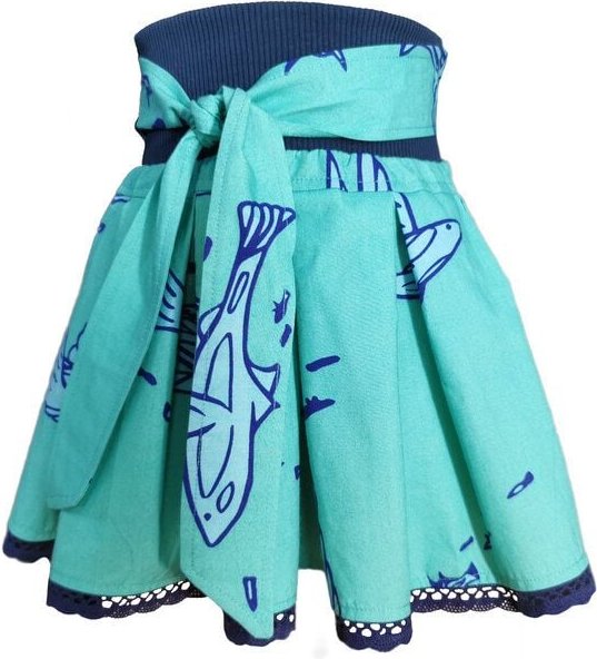 liebewicht Faltenrock Rock'On gemustert Fliegende Fische türkis Gr. 80-164