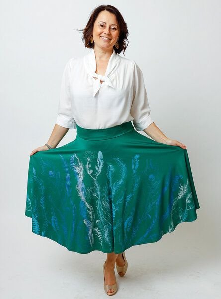 Peaces.bio - handbedruckte Biomode Tellerrock Federkleid