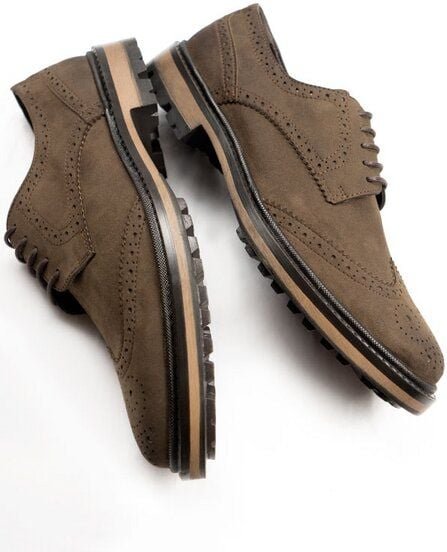 Will's Vegan Shop Continental Brogues Dunkelbraunes Veganes Wildleder Herren