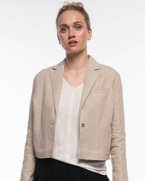 Alma & Lovis Trendiger Short Blazer aus reinem Leinen | Leinen Blazer