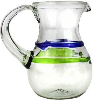 Mitienda Shop Krug aus mundgeblasenem Glas grün/blau, Karaffe