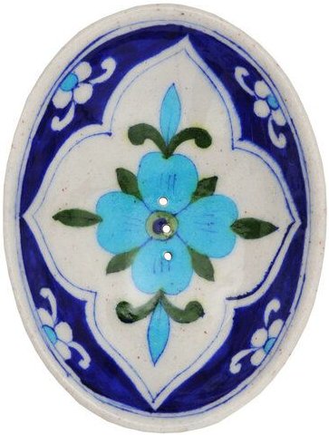 TRANQUILLO Blue Pottery Seifenschale von Hand geformt und bemalt