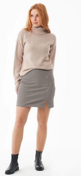 ORGANICATION Kurzer Rock aus Bio-Baumwolle mit Hahnentrittmuster