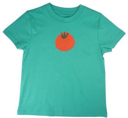 Meladi Kinder Shirt aus Biobaumwolle - Tomate auf Meadow Green