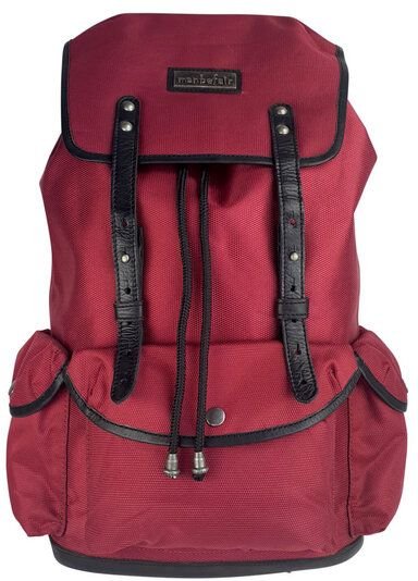 manbefair Lässiger Rucksack Vienna aus recyceltem Nylon Gewebe und Rinds-Leder