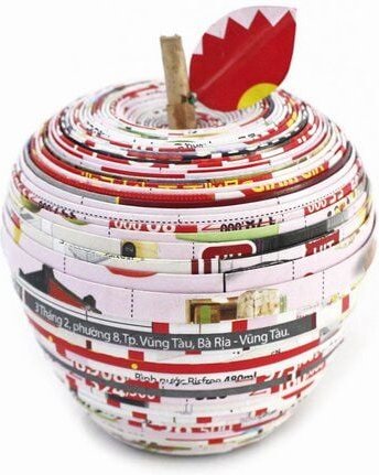 El Puente Dose aus Zeitungspapier "Apfel"