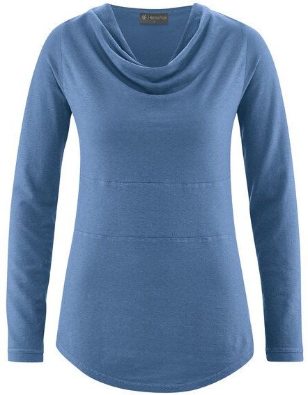 HempAge Damen Langarmshirt mit Wasserfallkragen Hanf/Biobaumwolle
