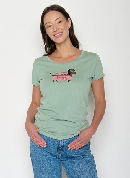 GREENBOMB Hot Dog Loves - Sportliches T-Shirt aus Bio-Baumwolle / hochwertiger Print / GOTS / Fair & Vegan