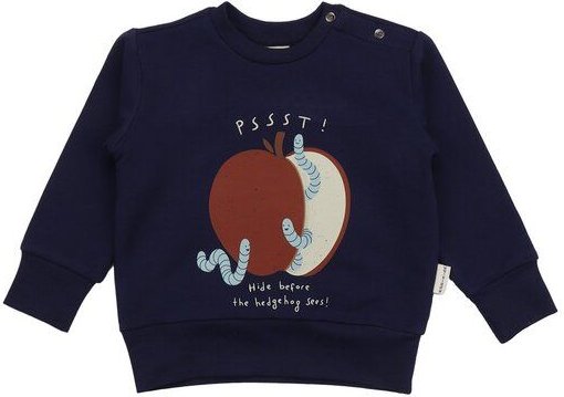 Baby Sweatshirt GOTS-zertifiziert aus Bio-Baumwolle dunkelblau mit Igel-Motiv – Walkiddy