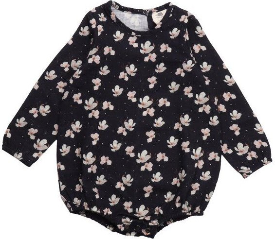 Baby Langarmbody GOTS-zertifiziert aus Bio-Baumwolle, dunkelblau mit Allover-Muster – Walkiddy, weich & hautfreundlich