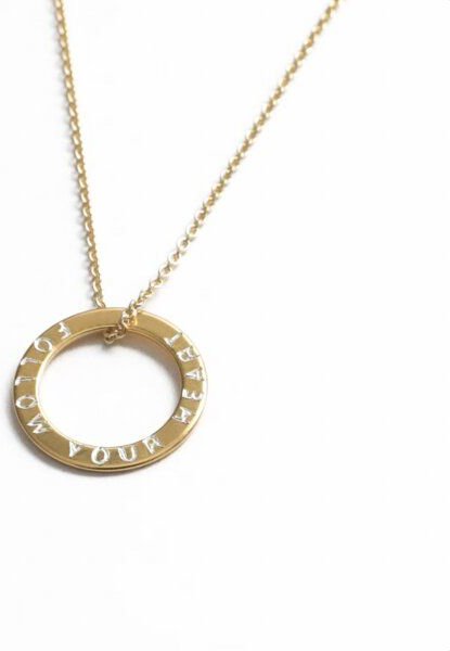 BELLYBIRD Jewellery Personalisierte Gravurkette - Ring, 16,5 mm / Silber/ Silber vergoldet