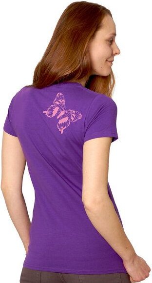 HANDGEDRUCKT "Tagpfauenauge 01" Schmetterling Frauen-T-SHIRT von Earth Positiv Biobaumwolle