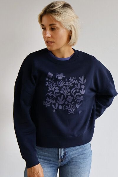 Kultgut Artdesign - Biofair- Pulloversweater im Boxistyle / Flowers by Night