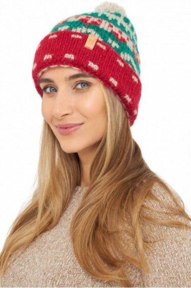 Apu Kuntur Alpaka Bommel-Mütze NAVIDAD aus Alpaka-Merino-Mix