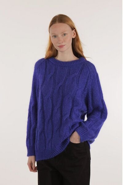 Les Racines Du Ciel Mohair Zopfmuster-Pullover Modell: Iroise
