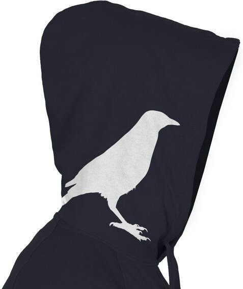 HANDGEDRUCKT "Rabenflüsterer" Männer Hoody aus reiner Biobaumwolle (kbA)