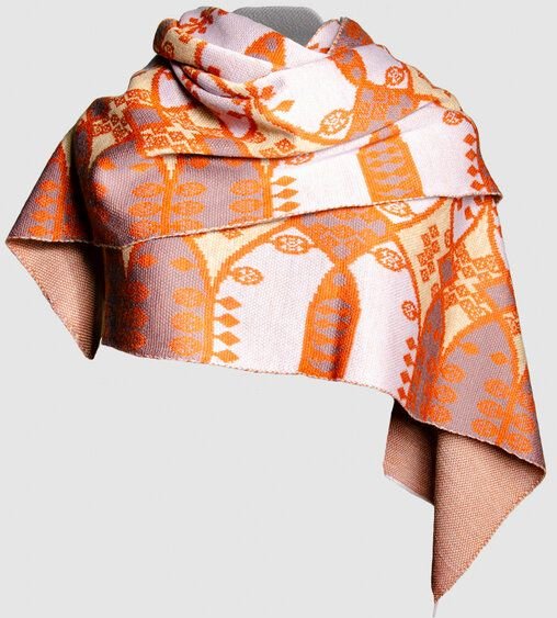 LANARTO slow fashion Merino Maxi-Schaltuch Mandarin, vierfarbig aus 100% mulesingfreier Merinowolle