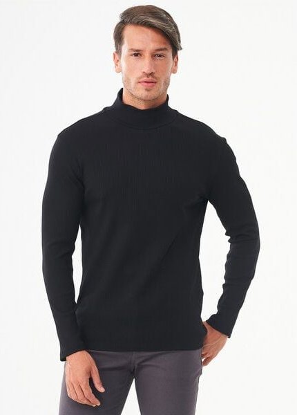 Thumbnail - ORGANICATION Geripptes Langarmshirt aus Bio-Baumwolle mit Rollkragen
