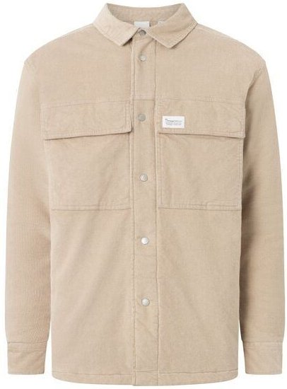 KnowledgeCotton Apparel Wattiertes Corduroy Overshirt aus Biobaumwolle, Light Feather Grey
