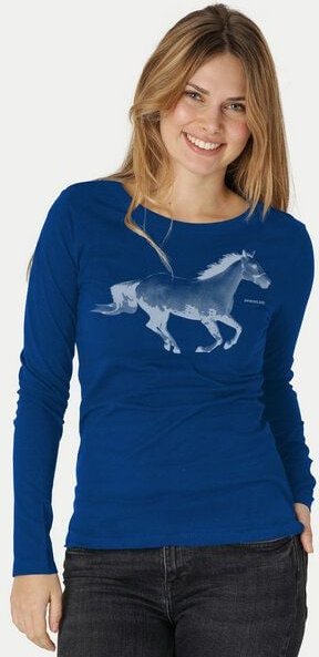 Peaces.bio - handbedruckte Biomode Bio-Damen-Langarmshirt Horsepower