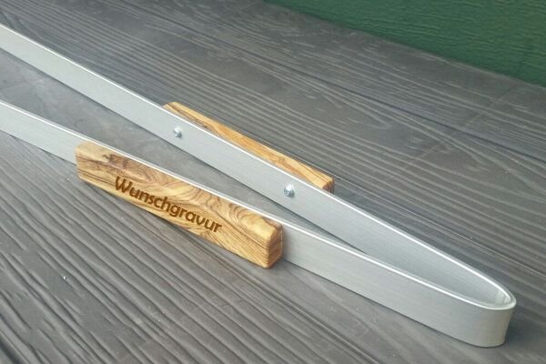 Olivenholz erleben Grillzange "Big Daddy" 50 cm, Aluminium, mit Griffen aus Olivenholz