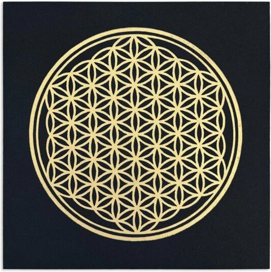 Veskor Cassiopeia BLUME DES LEBENS II | Goldener Heilige Geometrie Linoldruck | 20 × 20 cm