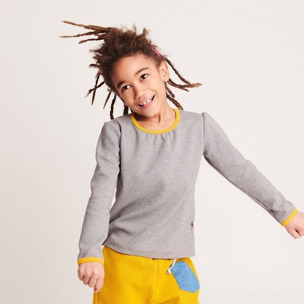 Cheeky Apple Mädchen-Langarm Top "Interlock Doubleface Grau" aus 100% Bio-Baumwolle