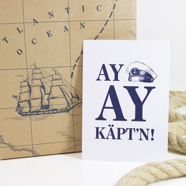 Thumbnail - Bow & Hummingbird Postkarte Ay, Ay Käpt´n