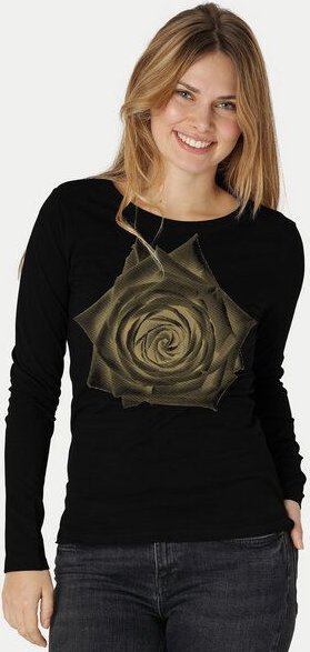 Peaces.bio - handbedruckte Biomode Bio-Damen-Langarmshirt Rose