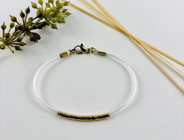 Purewater Upcycling-Armband aus Kiteleinen Gold/Silber gehämmert (Unisex)