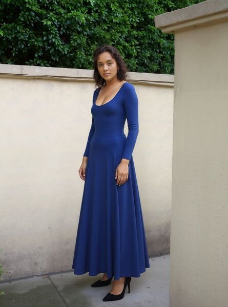 Ingoria AMELIA zeitloses Maxi-Wendekleid mit Taillenschnürung 3/4 Arm