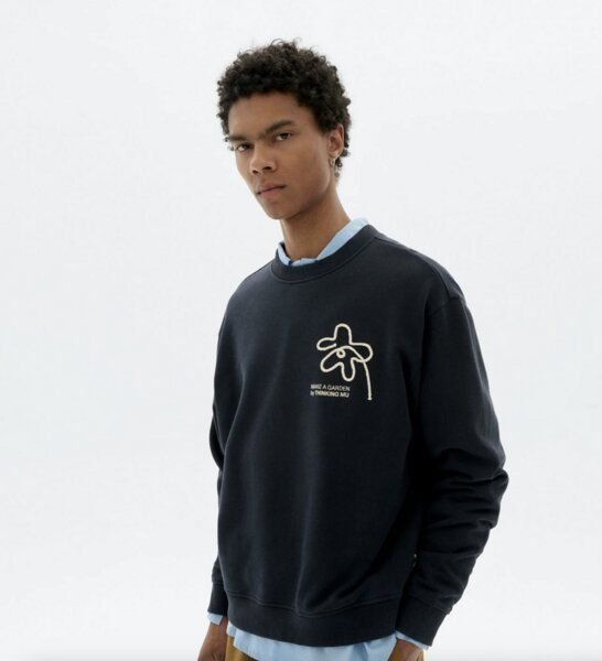 thinking mu Flower Rope Navy Leon Sweatshirt
