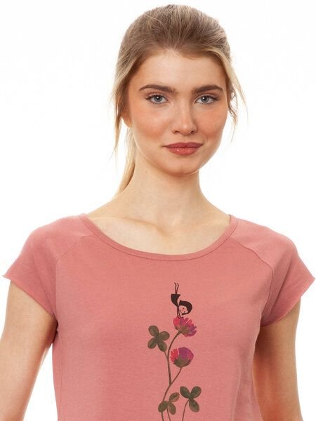 FellHerz Damen T-Shirt Glücksklee dusty rose Bio & Fair & Vegan
