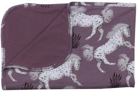 Babydecke Bio-Baumwolle Lila „Schimmel Horses“ – GOTS-zertifiziert & kuschelweich – Walkiddy
