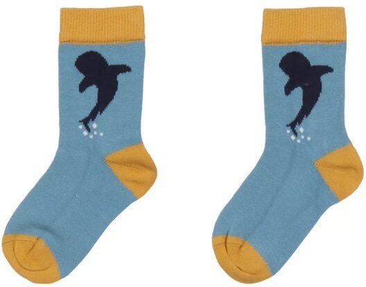 Baby Socken Bio-Baumwolle dunkelblau Wale & Rochen Walkiddy, GOTS-zertifiziert, weich, elastisch, vegan, fair produziert...